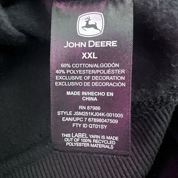 John Deere Core Graphic Logo Hoodie Black- Size XXL - Picture 8 of 10